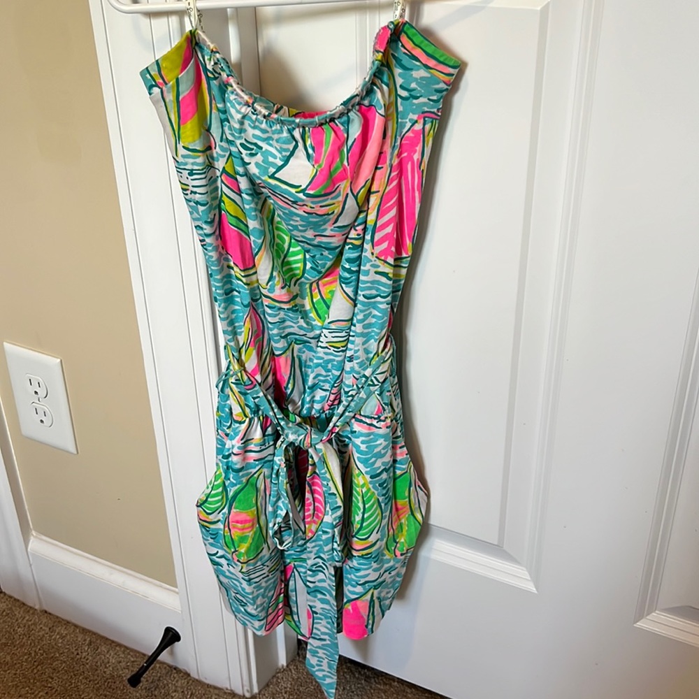 Lilly Pulitzer Teal, Pink & Green Tropical Print Jumpsuit